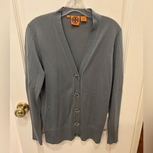 Tory Burch Gray Sweater with Sliver Buttons